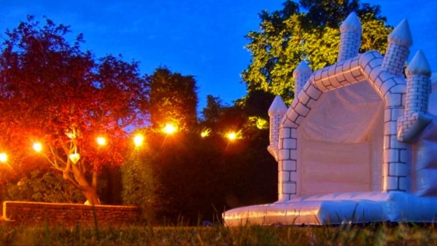 Our white wedding bouncy castle for hire in Stroud and Gloucestershire wedding bouncy castle hire Stroud